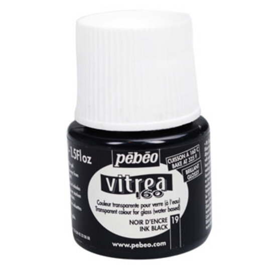 Pebeo Pebeo Vitrea 160 Glasverf Glossy 45ml Ink Black nr. 19