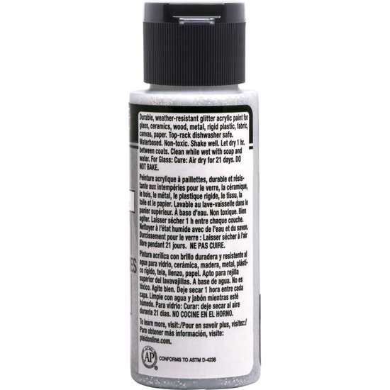 Plaid FolkArt Multi-Surface Glitter 59ml Chunky Silver
