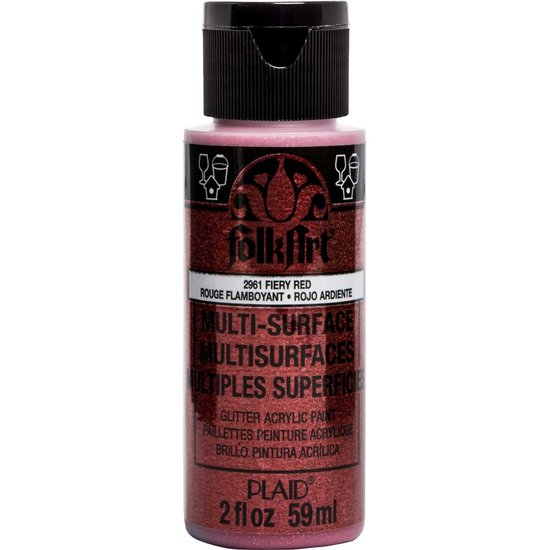 Plaid FolkArt Multi-Surface Glitter 59ml Fiery Red