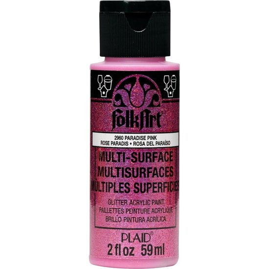 Plaid FolkArt Multi-Surface Glitter 59ml Paradise Pink