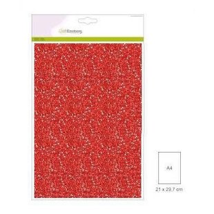 Craftemotions glitterpapier niet zelfklevend 5 vel A4 120gr Kerstrood