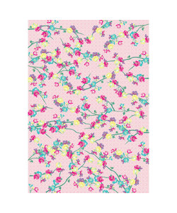 Vel Decopatch papier Patroon Bloemenprint roze/geel/lila