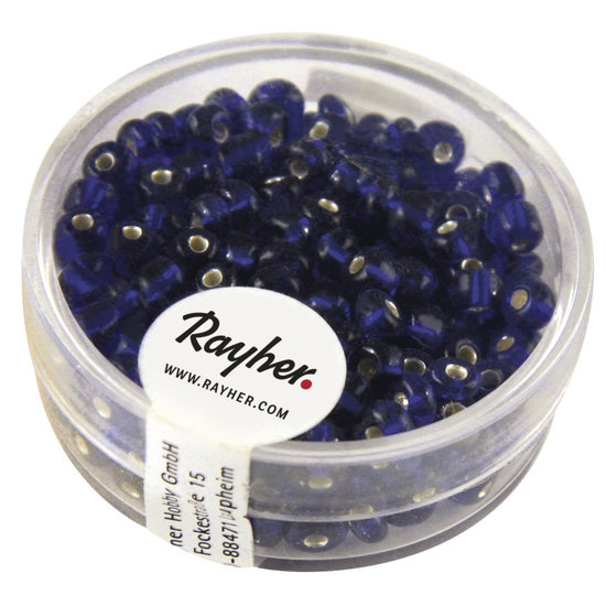 Rayher Rayher Rocailles Borduurkralen Zilveren Kern 4mm Donker Blauw 17g