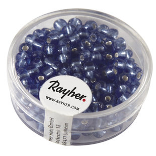 Rayher Rocailles Borduurkralen Zilveren Kern 4mm Licht Blauw 17g