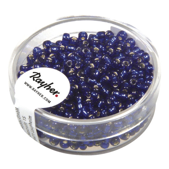 Rayher Rayher Rocailles Borduurkralen Zilveren Kern 2,6mm Donker Blauw 16g