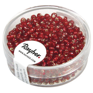 Rayher Rocailles Borduurkralen Zilveren Kern 2,6mm Rood 16g