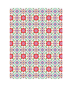 Vel Decopatch papier Patroon Bloemenprint/ Borduurpatroon wit/groen/oranje/roze
