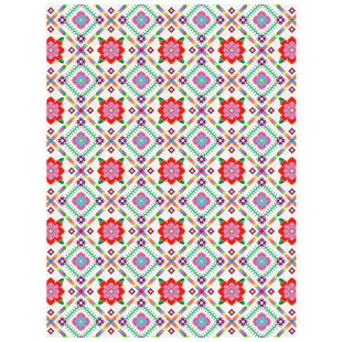 Vel Decopatch papier Patroon Bloemenprint/ Borduurpatroon wit/groen/oranje/roze