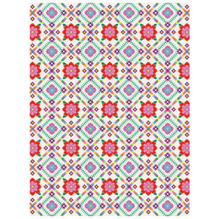 Vel Decopatch papier Patroon Bloemenprint/ Borduurpatroon wit/groen/oranje/roze