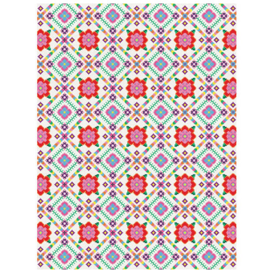 Decopatch Vel Decopatch papier Patroon Bloemenprint/ Borduurpatroon wit/groen/oranje/roze