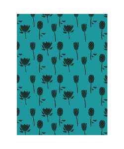 Vel Decopatch Papier Patroon Bloemenprint Zwart/Petrol