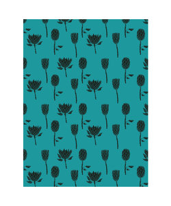 Vel Decopatch papier Patroon Bloemenprint zwart/petrol