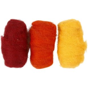 Gekaarde Wol 3x10g Geel/Oranje/Rood Harmonie