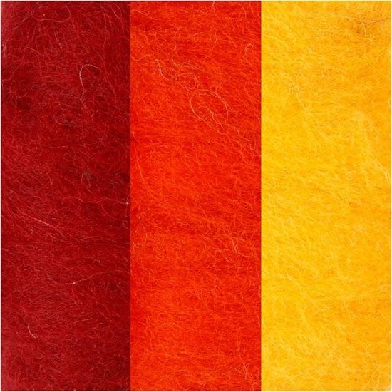 Creotime Gekaarde Wol 3x10g Geel/Oranje/Rood Harmonie
