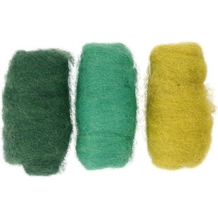 Gekaarde Wol 3x10g Groen/Turquoise Harmonie