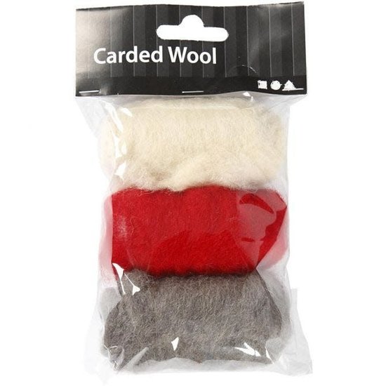 Creotime Gekaarde Wol 3x10g Rood/Grijs/Wit Harmonie
