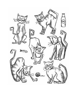 Tim Holtz Cling Stamp Crazy Cats