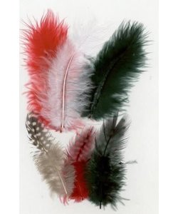 Veren Marabou & Guinea Mix Rood/Zwart 18st