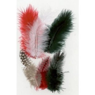 Veren Marabou & Guinea Mix Rood/Zwart 18st