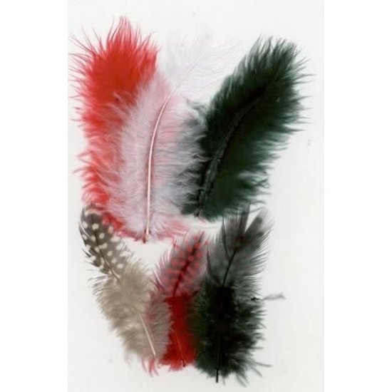 Hobby & Crafting Fun Veren Marabou & Guinea Mix Rood/Zwart 18st