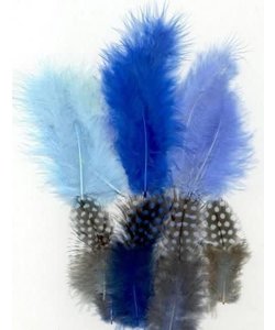 Veren Marabou & Guinea Mix Blauw 18st