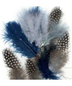 Veren Marabou & Guinea Mix Groen/Blauw 18st