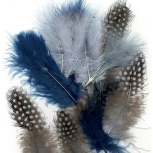 Veren Marabou & Guinea Mix Groen/Blauw 18st