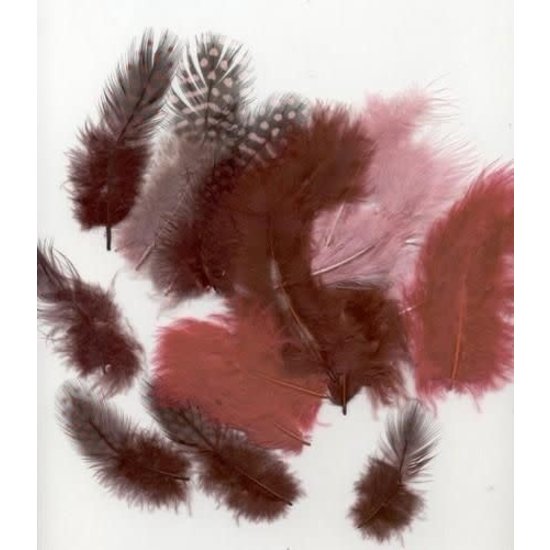 Hobby & Crafting Fun Veren Marabou & Guinea Mix Bordeaux Rood 18st