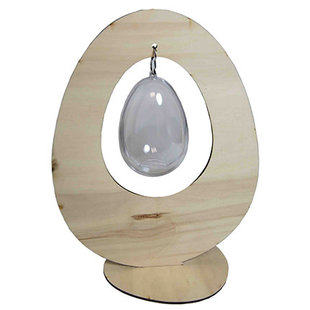 Houten ei 27.5 cm. + plastic ei 11 cm.