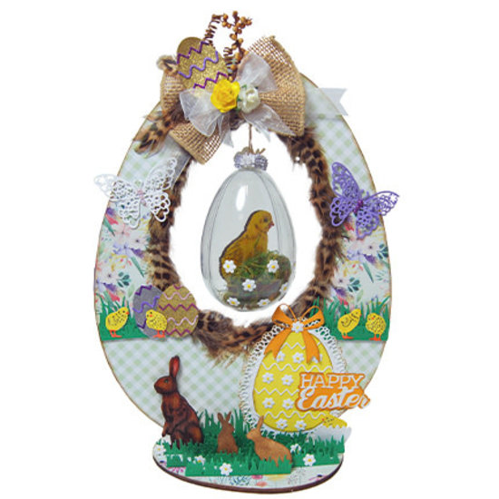 Joy Crafts Houten ei 27.5 cm. + plastic ei 11 cm.