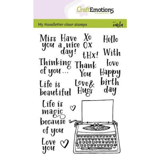CraftEmotions Craftemotions Clear Stamp by Carla Handletter Typewriter quotes Eng.
