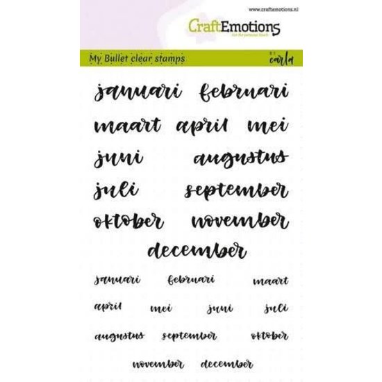 CraftEmotions CraftEmotions Stempel Bullet Journal A6 Maanden 5-10mm