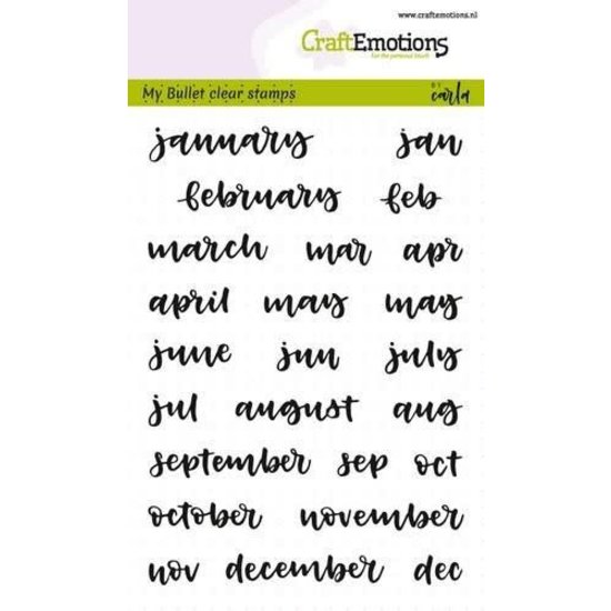 CraftEmotions CraftEmotions Stempel Bullet Journal A6 Maanden 5-10mm