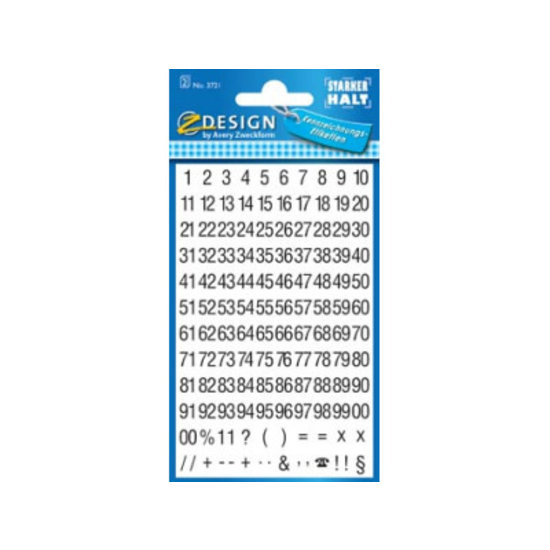 Avery Avery nummer teken etiket, zwart op wit 6,5 mm.