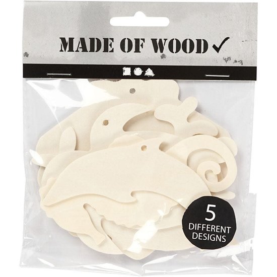 Creotime Decoratie Houten Hanger Zeedieren 5st