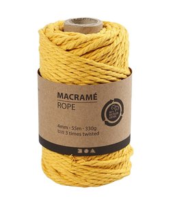 Macramé Koord 4mm 55m 330g Geel