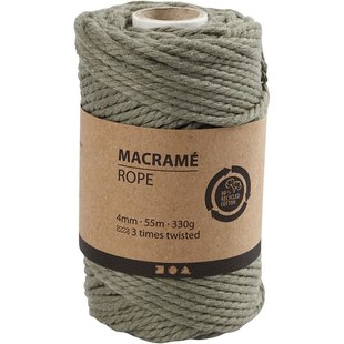 Macramé Koord 4mm 55m 330g Mosgroen