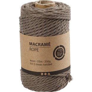 Macramé Koord 4mm 55m 330g Licht Bruin