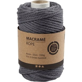Macramé Koord 4mm 55m 330g Grijs