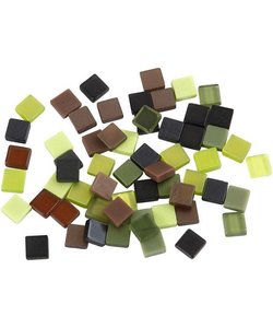 Mozaiek kunststof mini 5x5 mm, 25 gr. groen harmony