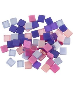 Mozaiek kunststof mini 5x5 mm, 25 gr. paars/roze