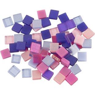 Mozaiek kunststof mini 5x5 mm, 25 gr. paars/roze