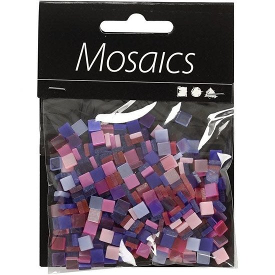 Creotime Mozaiek kunststof mini 5x5 mm, 25 gr. paars/roze