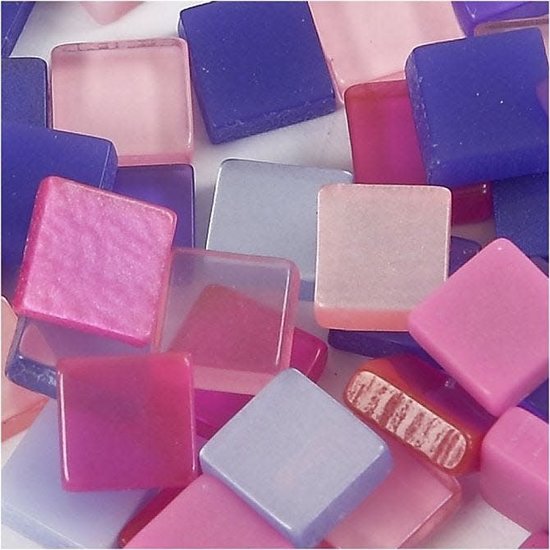Creotime Mozaiek kunststof mini 5x5 mm, 25 gr. paars/roze