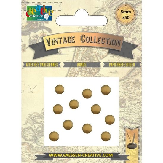 Vaessen Creative Brads Splitpennen Vaessen Creative Vintage 5mm. 50 st Antiek Goud