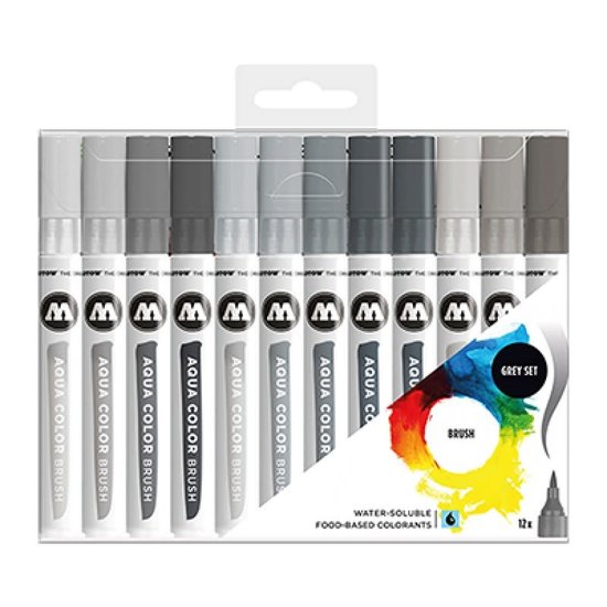 Molotow Molotow Aqua Color Brush Grey Set (12)