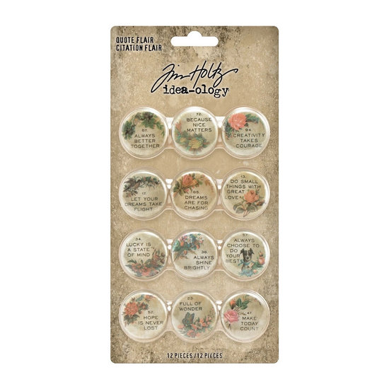 Tim Holtz Tim Holtz Idea-Ology buttons Quote Flair 12 pcs