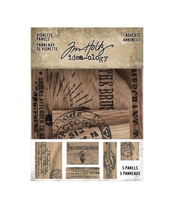 Tim Holtz Idea-Ology Vignette Panels 5 pcs ca. 2,75"x2,75" tot 4"x5,5"