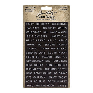 Tim Holtz Idea-Ology Label stickers Sentiments 68 pcs