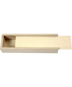 Pennendoos schuifdeksel 20x6x3,5 cm. binnenmaat 18,4x4,5x3,3 cm.